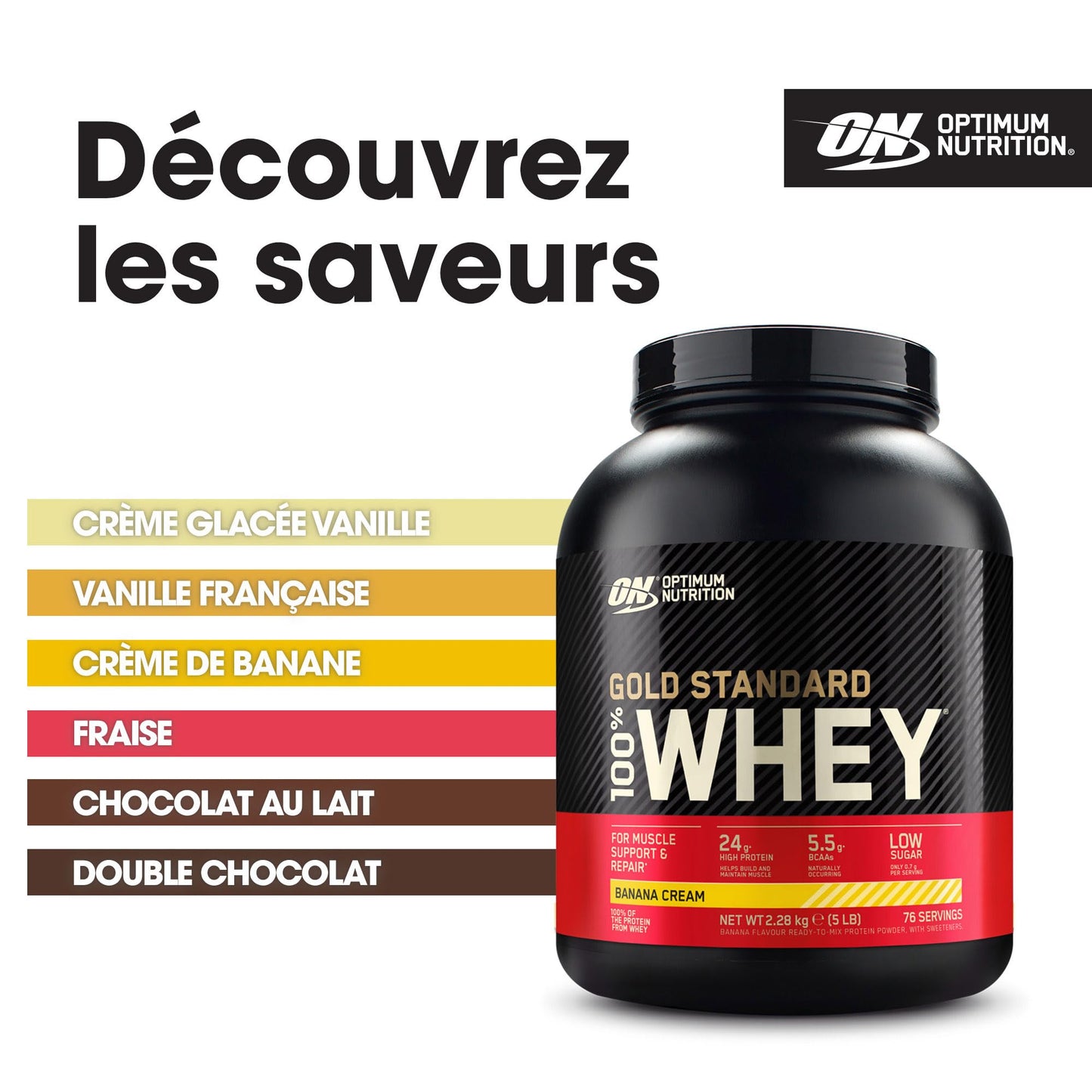 Optimum Nutrition Gold Standard 100% Whey Protéine en Poudre, 2,26 kg
