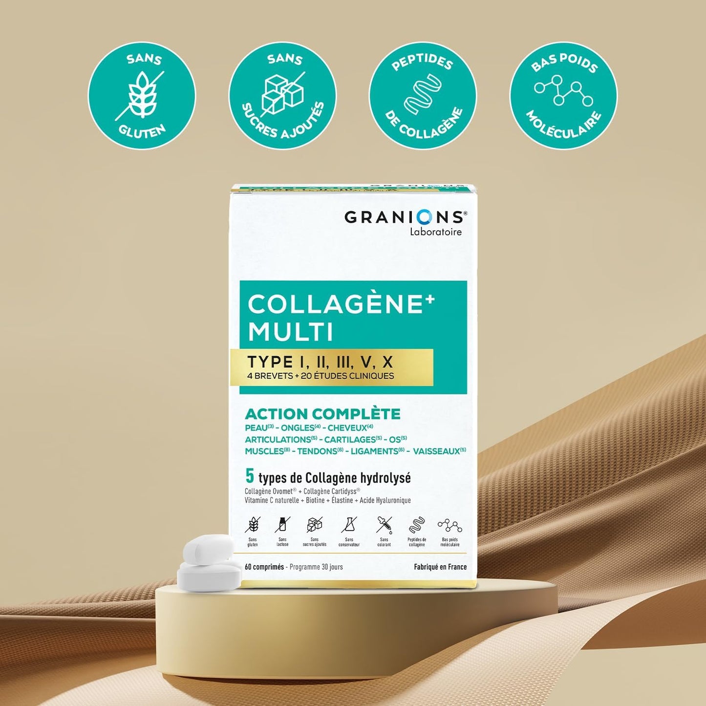 Collagene Marin Granions Multi 5 Types Vitamine C - 60 Comprimés