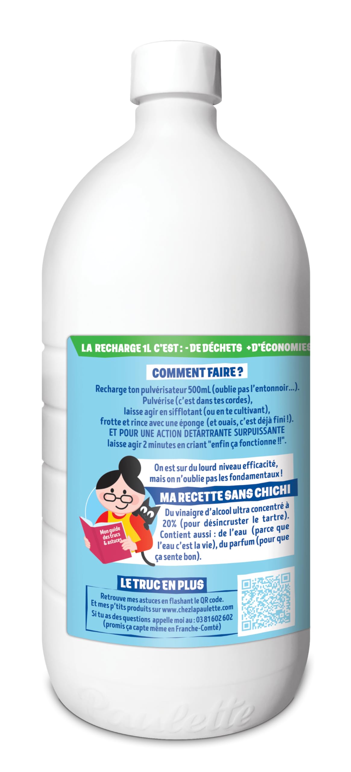 Paulette - Vinaigre Framboise 8° - Détartrant Multi-Surface - 500mL