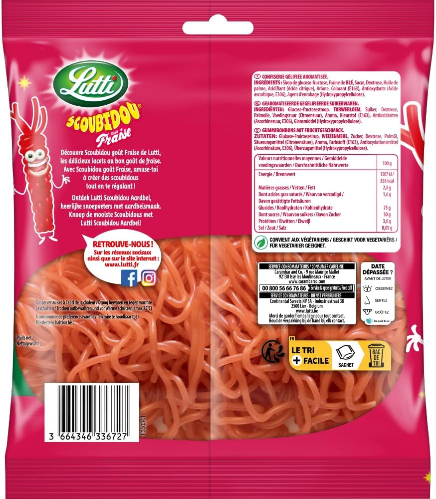 LUTTI Bonbons Lutti Scoubidou Fraise - 200g