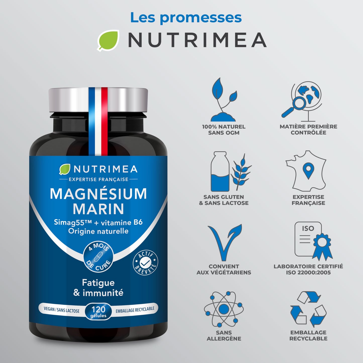 Magnésium Bisglycinate + Vitamine B6 | Sommeil, Stress, Fatigue