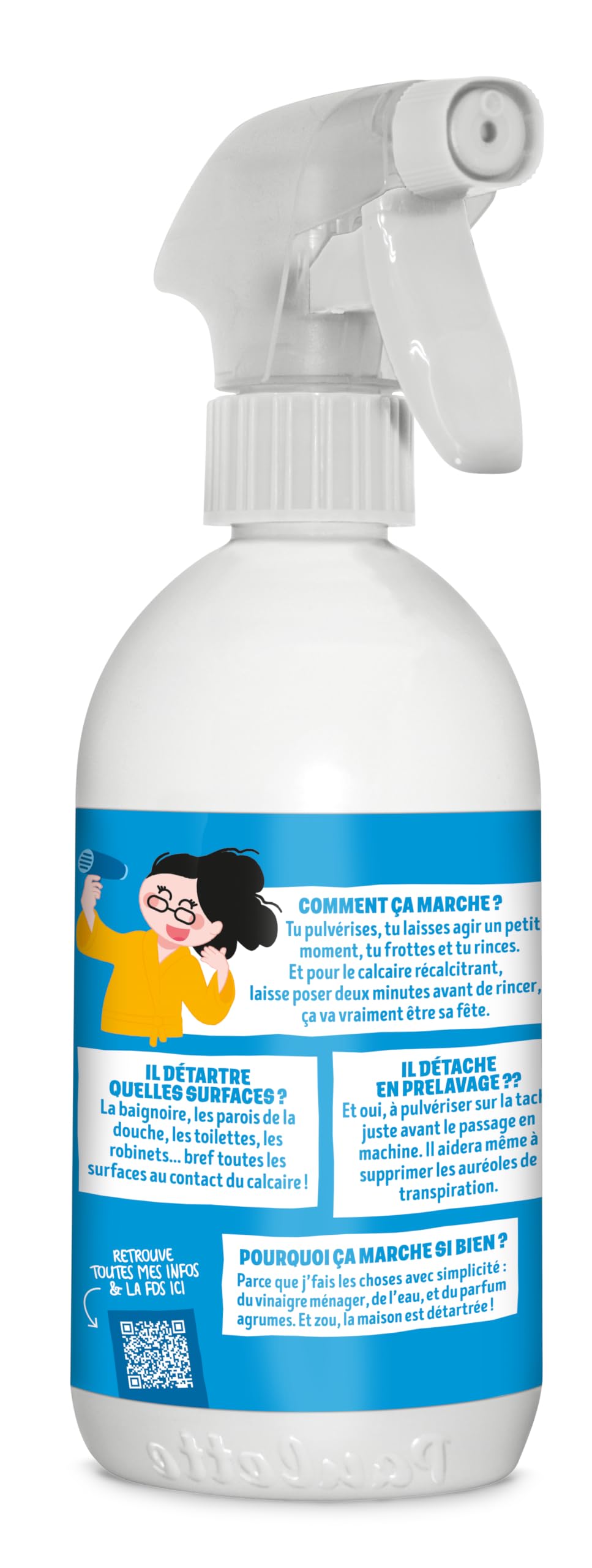 Paulette - Vinaigre Framboise 8° - Détartrant Multi-Surface - 500mL