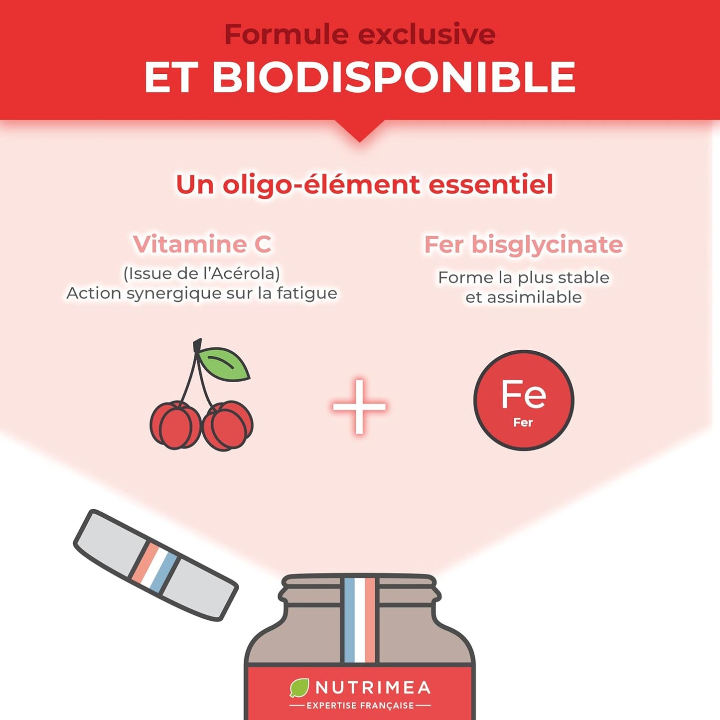 Fer Bisglycinate | Avec Vitamine C | 14 mg de Fer | Breveté Ferrochel®
