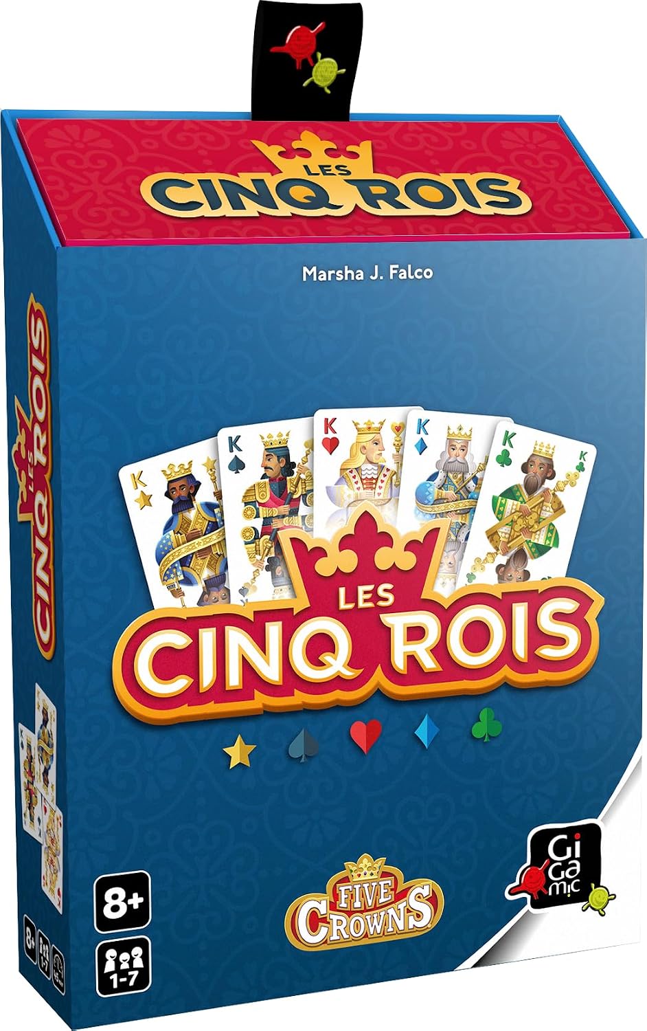GIGAMIC - Les Cinq Rois - Jeux de société - Jeux de Cartes dès 8 ans - Jeu d'ambiance pour enfant, famille et amis - 1 à 7 joueurs - Variante de Rami - 45 Min - Jeu en Français - JSBRO