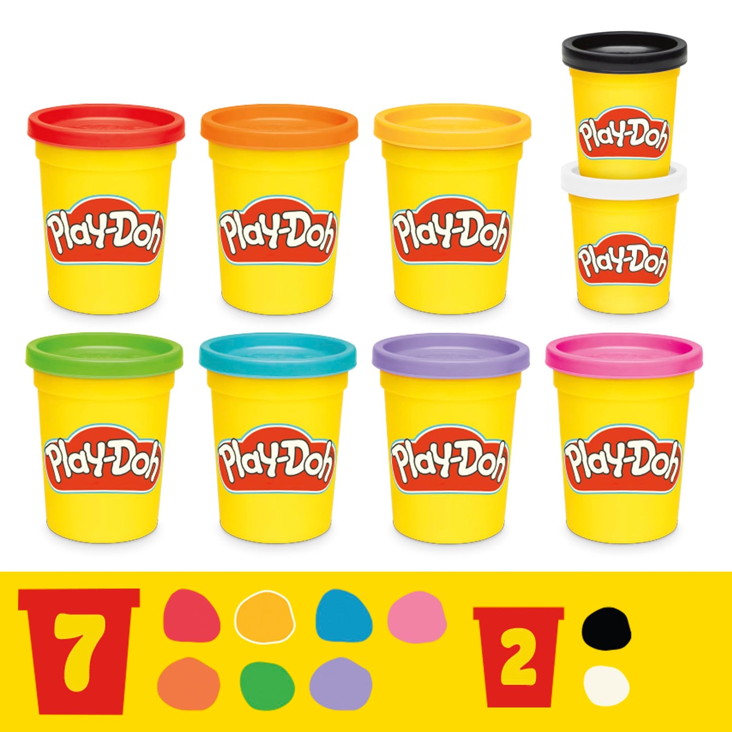 Play-Doh, La fête des Couleurs, Loisirs créatifs avec pâte à Modeler pour Filles et Garçons dès 3 Ans, 24 Pots de 56 g, 6 Couleurs, Idèe Cadeaux pour Anniversaires
