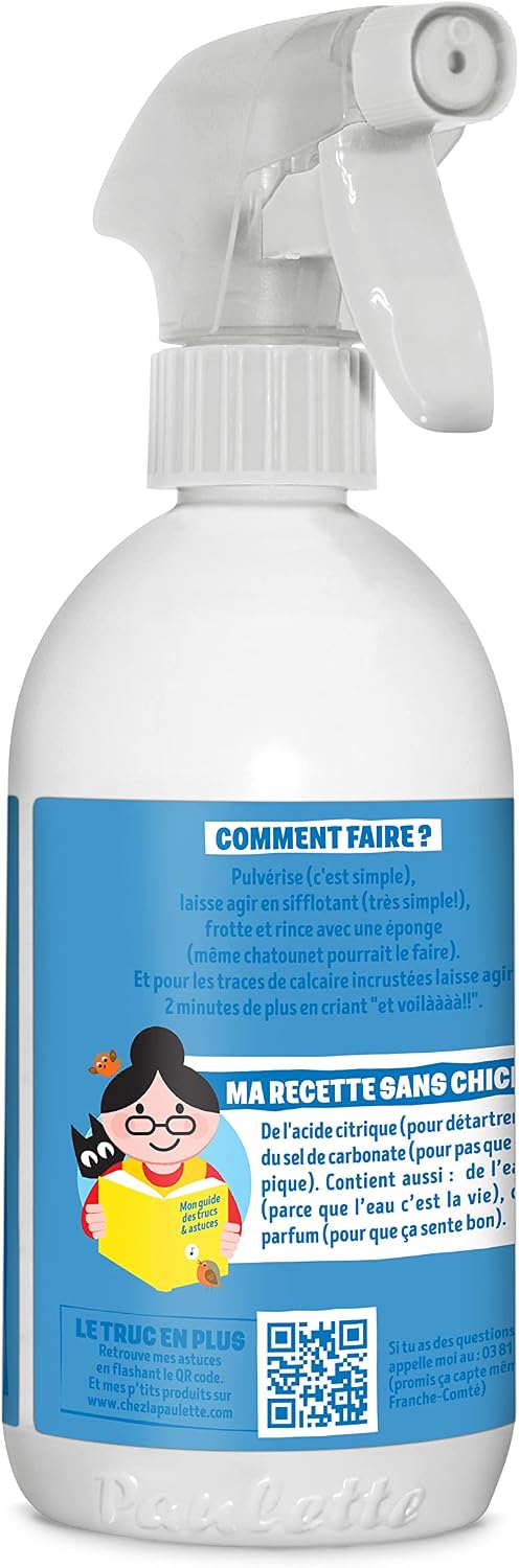 Paulette - Acide Citrique Liquide - Spray Détartrant Parfum Citron - 500mL
