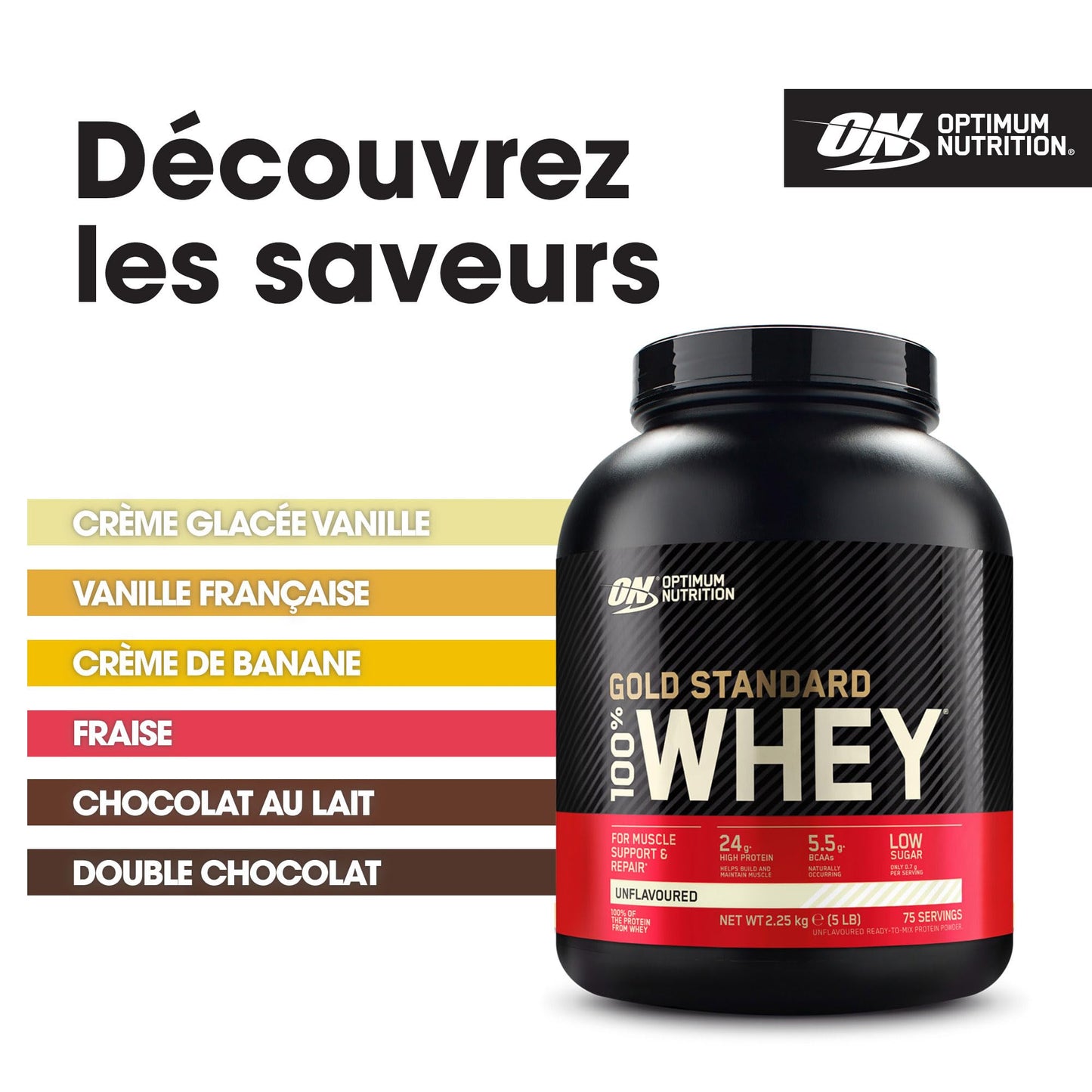 Optimum Nutrition Gold Standard 100% Whey Protéine en Poudre, 2,26 kg