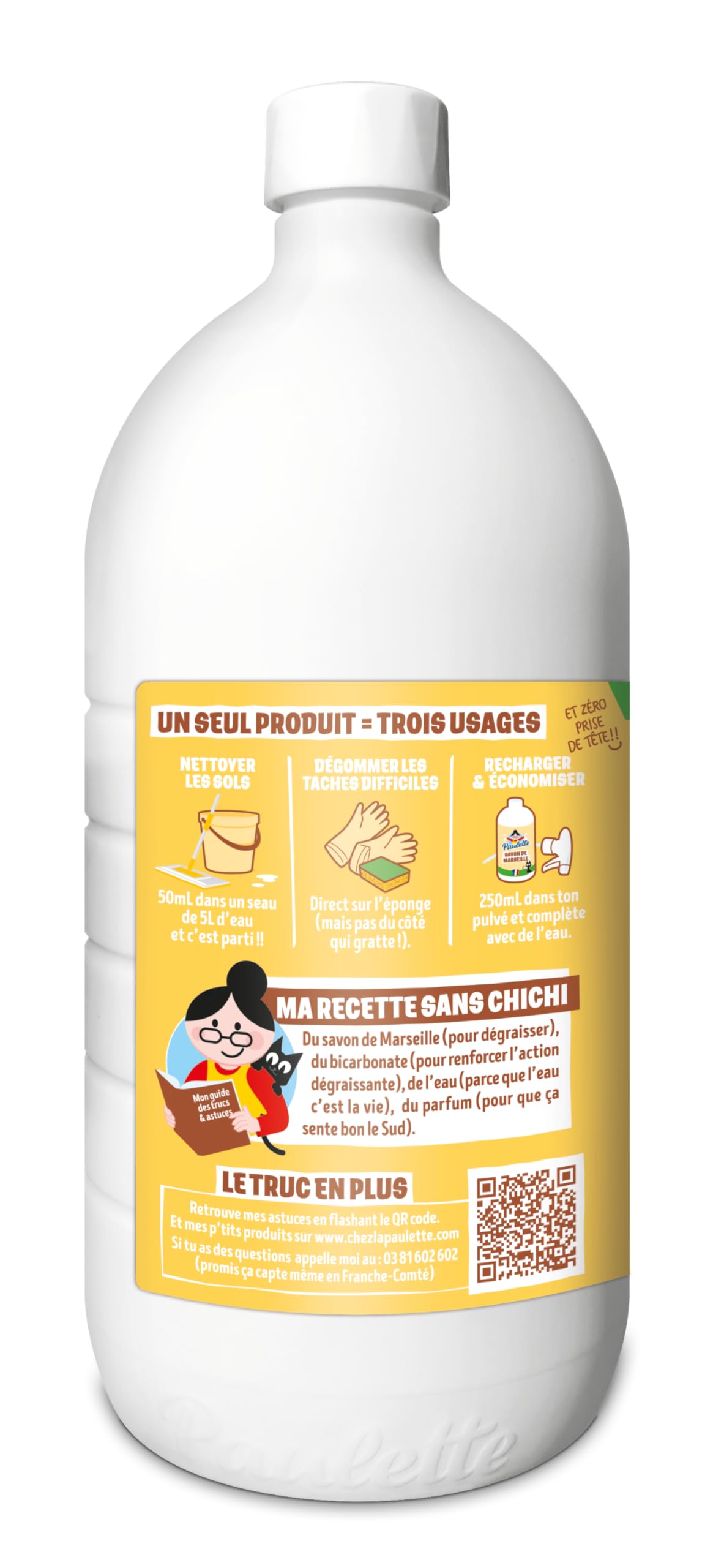 Paulette - Savon de Marseille au Bicarbonate de Soude - Authentique - 500mL