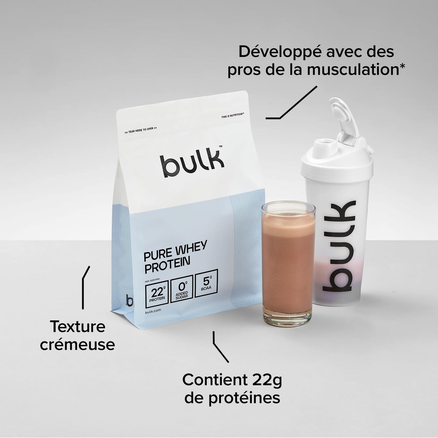 Bulk Pure Whey Protéine en Poudre, Nature, 1kg