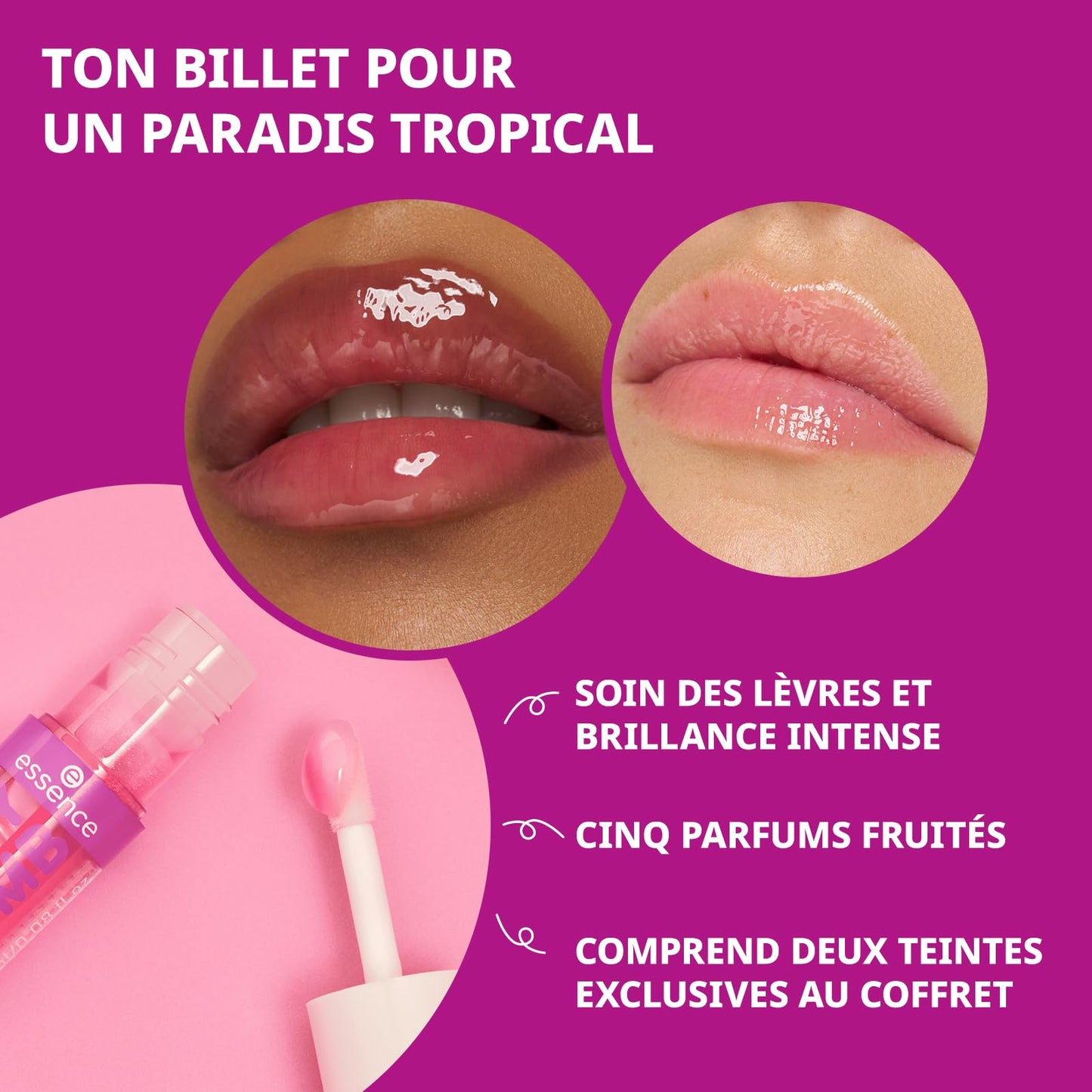 essence JUICY BOMB PARTY lip oil huile à lèvres, protecteur, avec huiles, naturel, brillant (2.4ml)