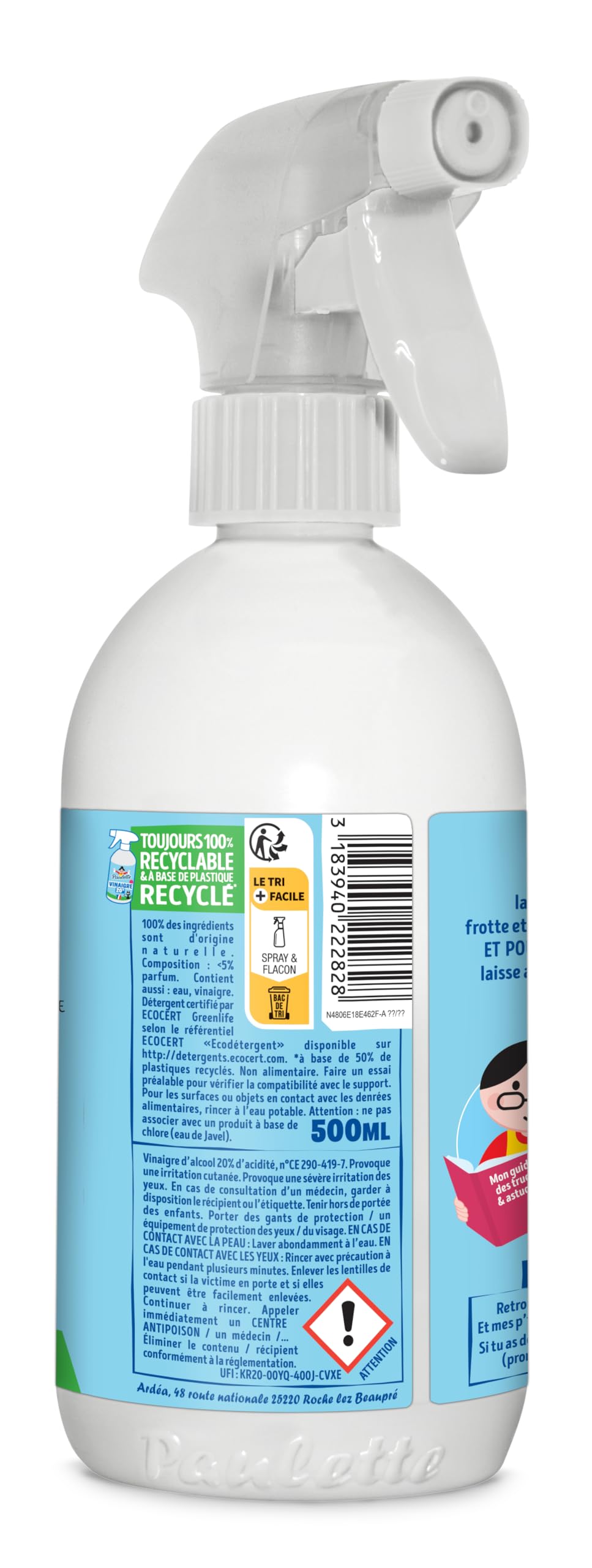 Paulette - Vinaigre Framboise 8° - Détartrant Multi-Surface - 500mL