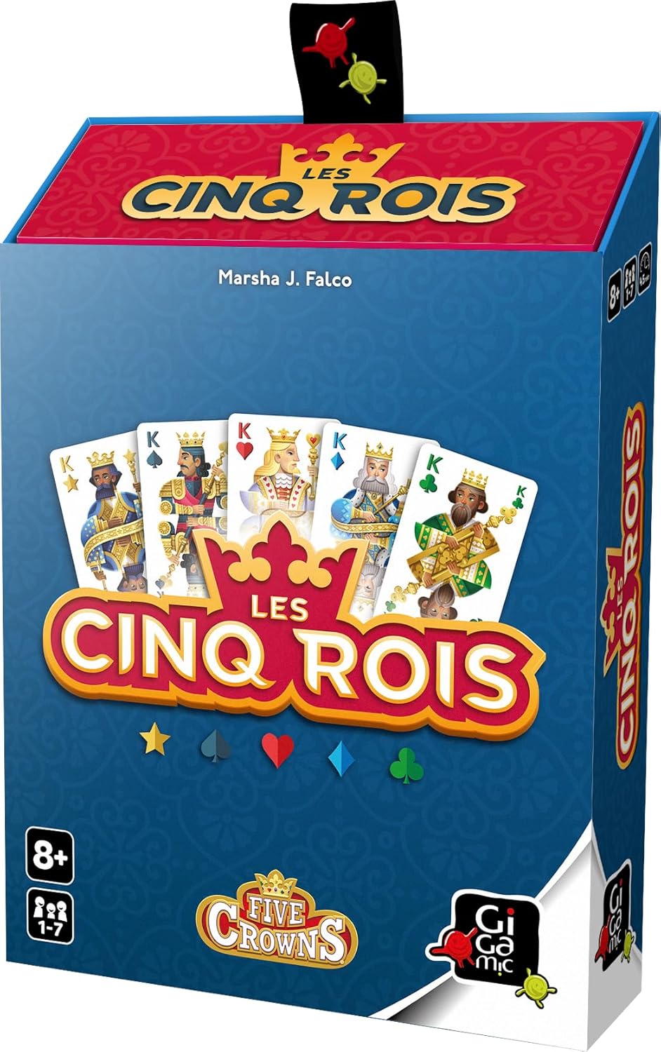 GIGAMIC - Les Cinq Rois - Jeux de société - Jeux de Cartes dès 8 ans - Jeu d'ambiance pour enfant, famille et amis - 1 à 7 joueurs - Variante de Rami - 45 Min - Jeu en Français - JSBRO