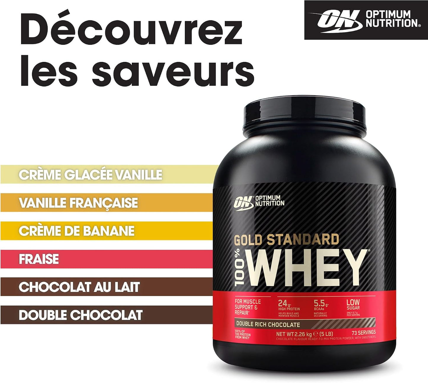Optimum Nutrition Gold Standard 100% Whey Protéine en Poudre, 2,26 kg