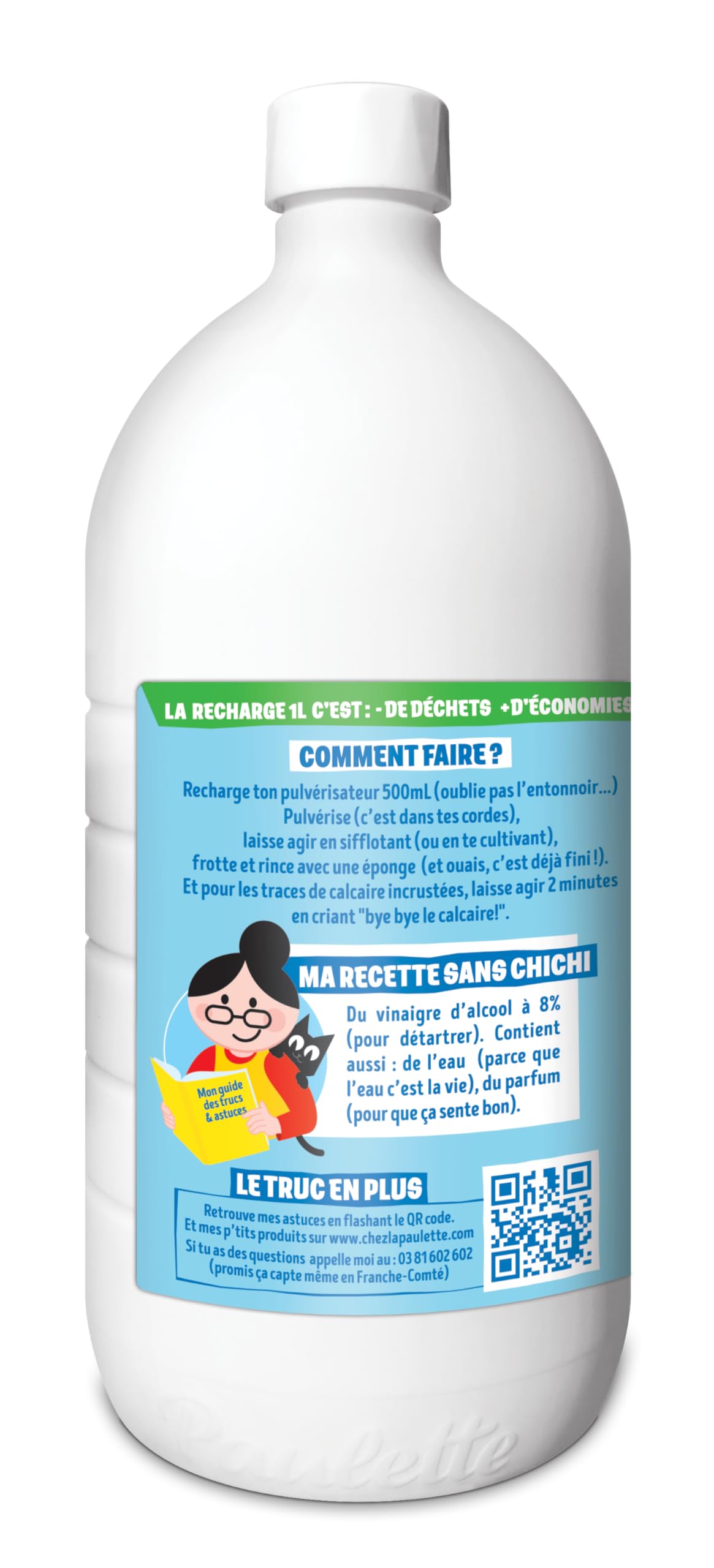 Paulette - Vinaigre Framboise 8° - Détartrant Multi-Surface - 500mL