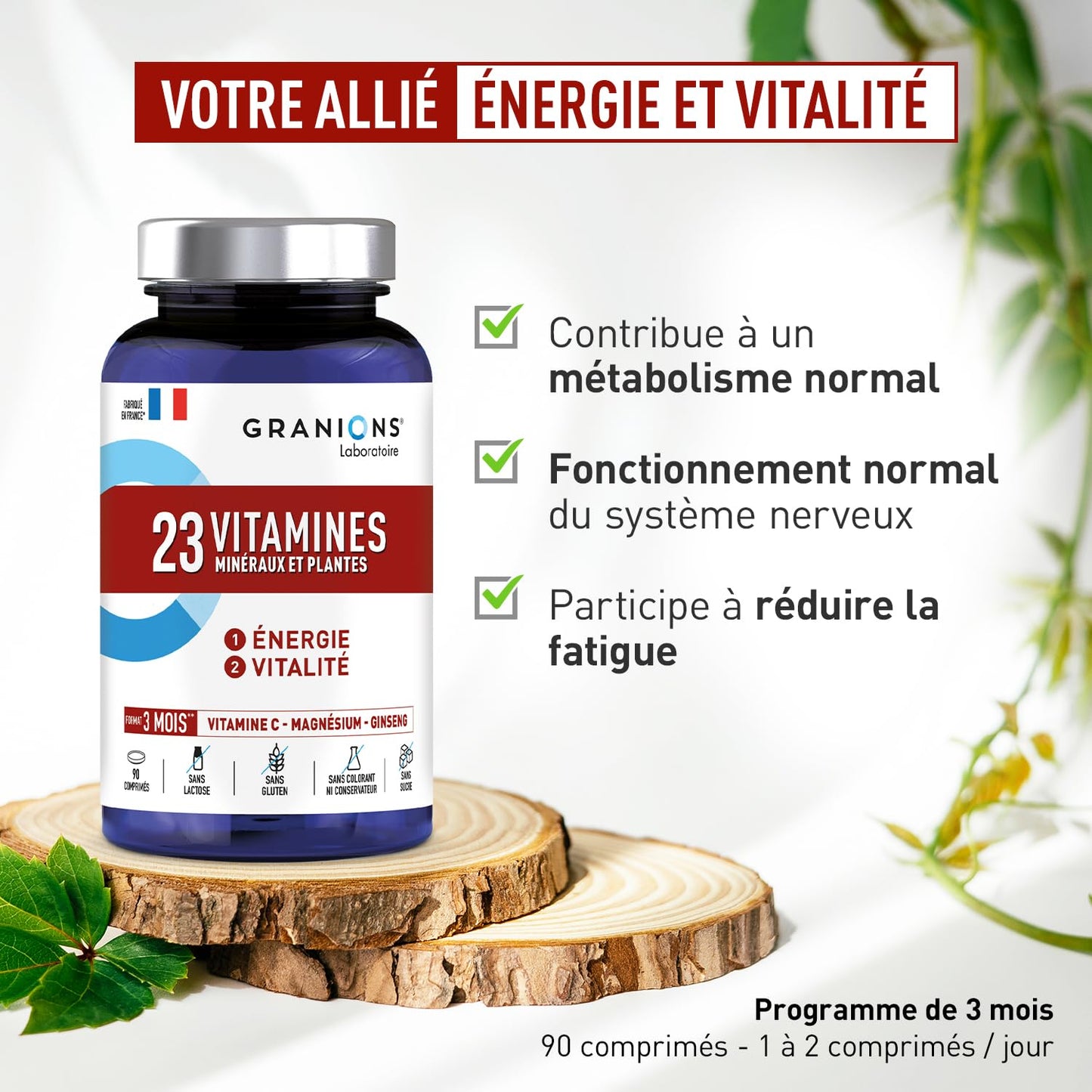 Vitamine C 1000 mg GRANIONS - Energie Immunité - 180 Comprimés Vegan Adulte