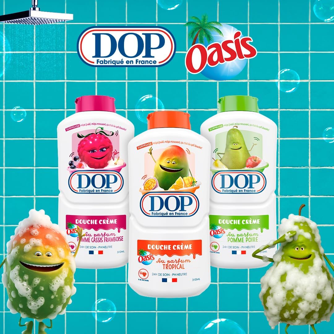 DOP Douche Crème Pomme Poire pH Neutre Peaux Sensibles Sans Savon 310ml