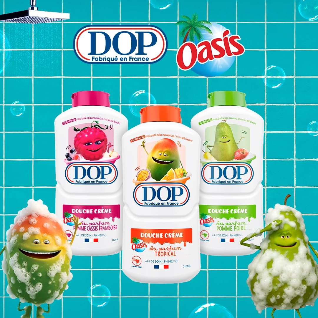 DOP Douche Crème Parfum Tropical pH Neutre Sans Savon Peaux Sensibles 310ml