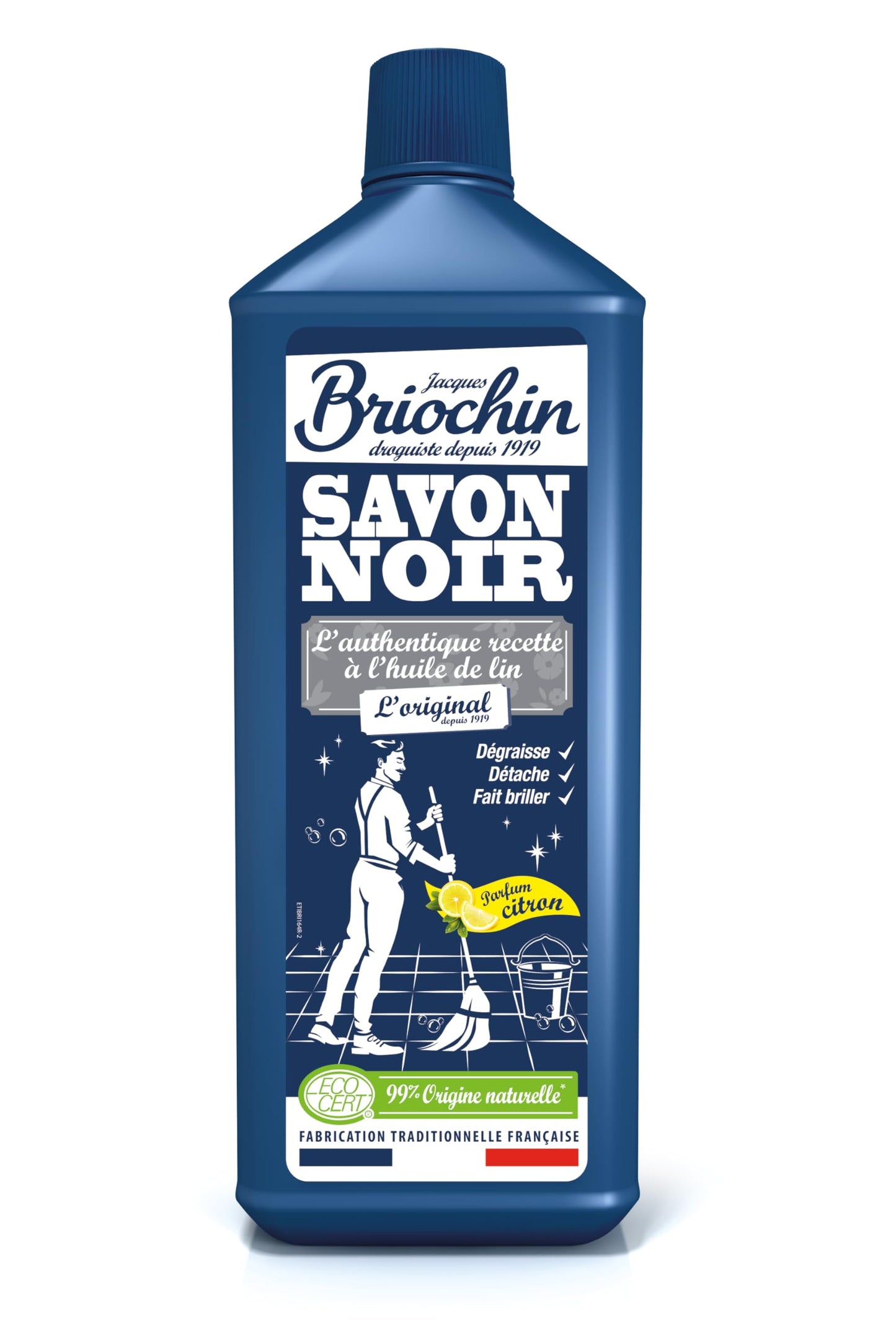 JACQUES BRIOCHIN - Savon noir prêt à l'emploi - A l'huile de lin - Nettoie, détache et fait briller - Ecocert - Fabrication Française - Flacon recyclable - Pulvérisateur 750ml