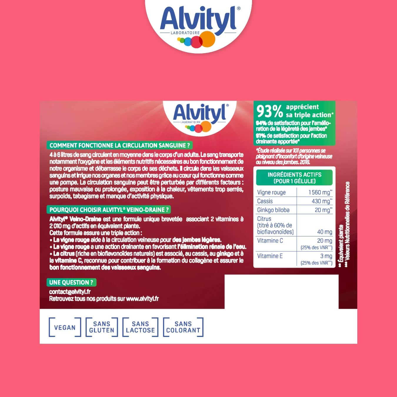 Alvityl Veino-Draine Action Drainante Confort Circulatoire - 30 gélules