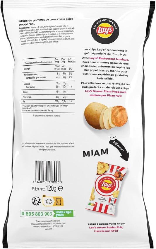 LAY'S Patatas Fritas Icónicas Sabor Pizza Hut Peperonni 120g