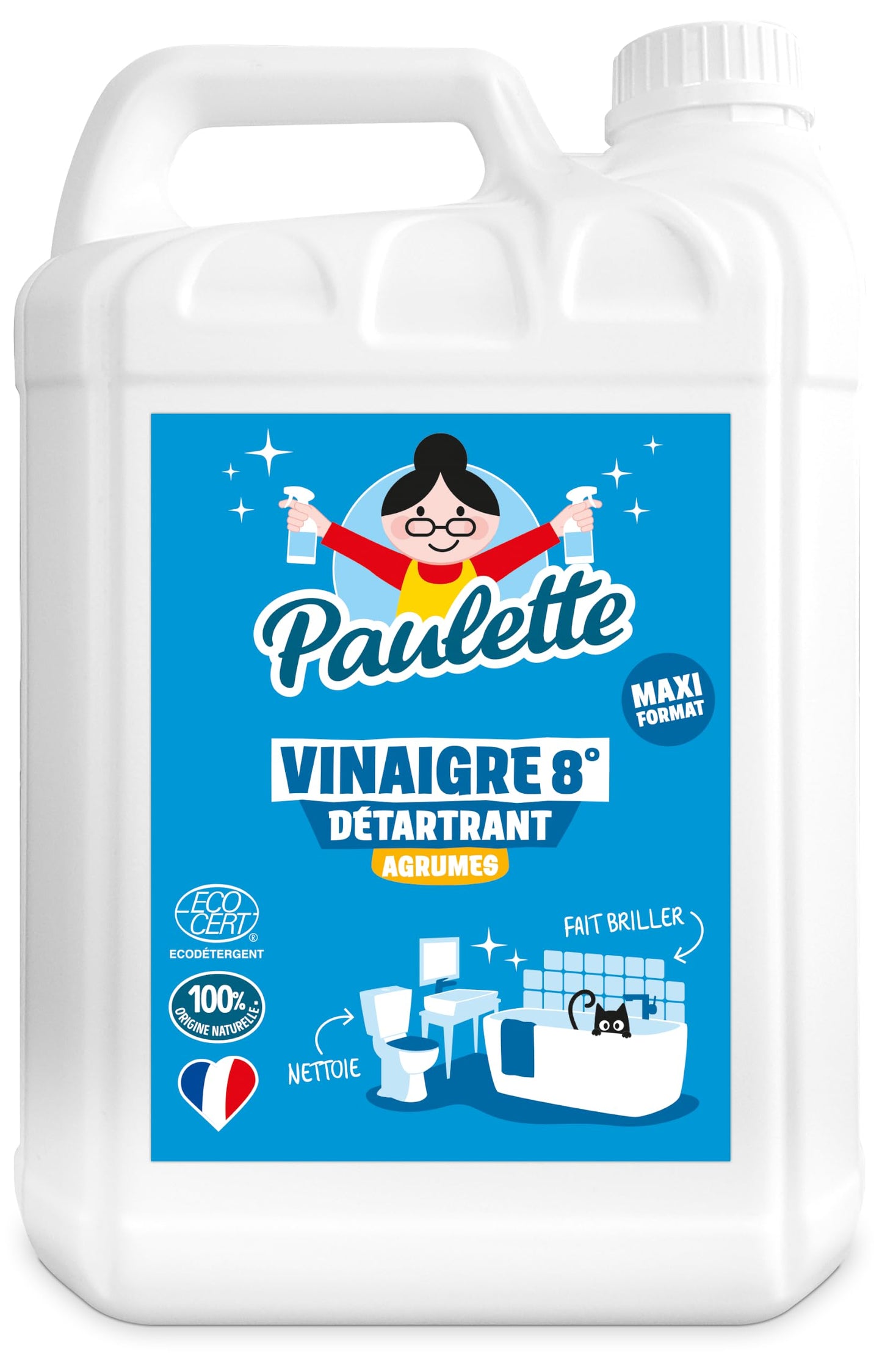 Paulette - Vinaigre Framboise 8° - Détartrant Multi-Surface - 500mL