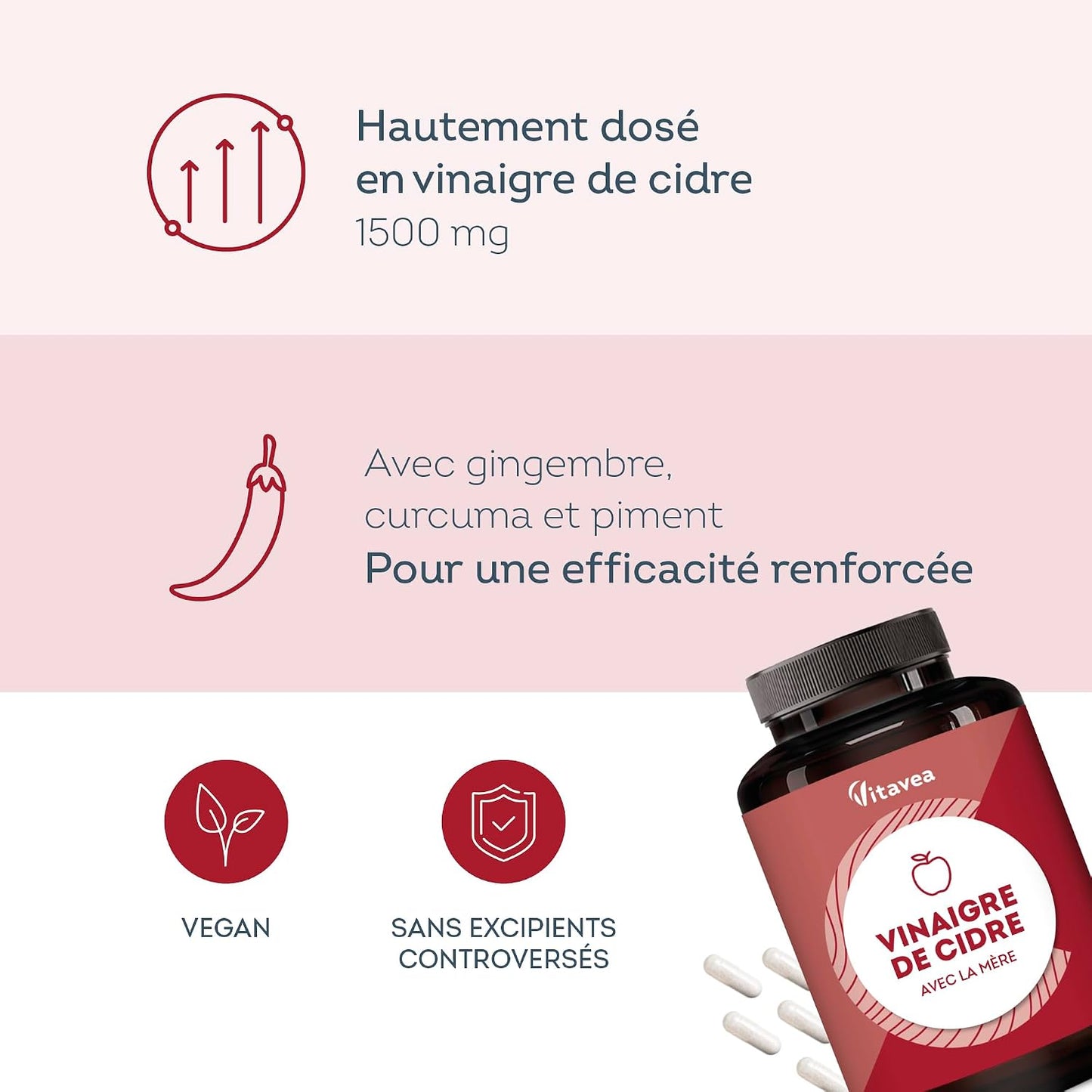 Vitavea Vinaigre de Cidre Gélules 1500 mg avec la Mère - Digestion & Métabolisme