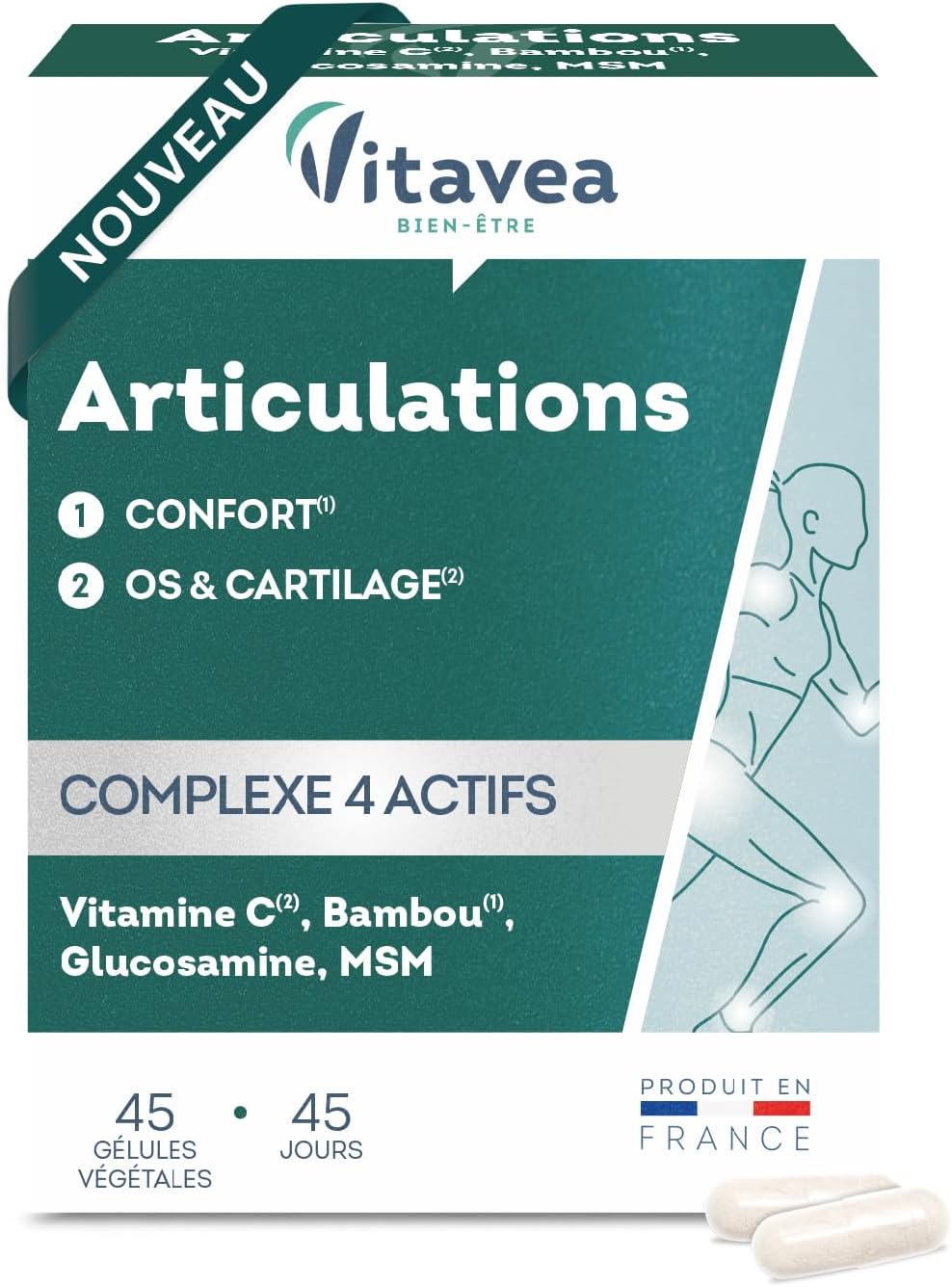 Vitavea Bien-être - Articulations - Glucosamine MSM Vitamine C - 45 jours
