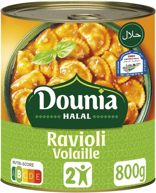 DOUNIA HALAL – Ravioli Volaille Savoureux, Texture Fondante et Goût Authentique (Boîte 800g) - lot de 3 - Vendu par Lot