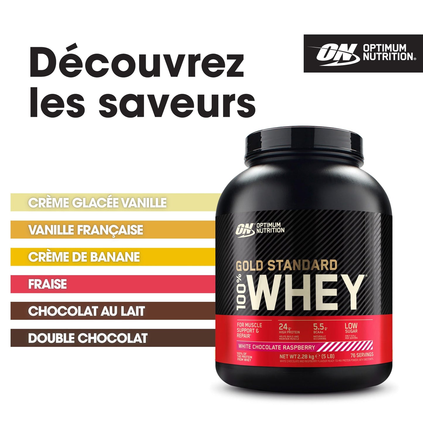 Optimum Nutrition Gold Standard 100% Whey Protéine en Poudre, 2,26 kg