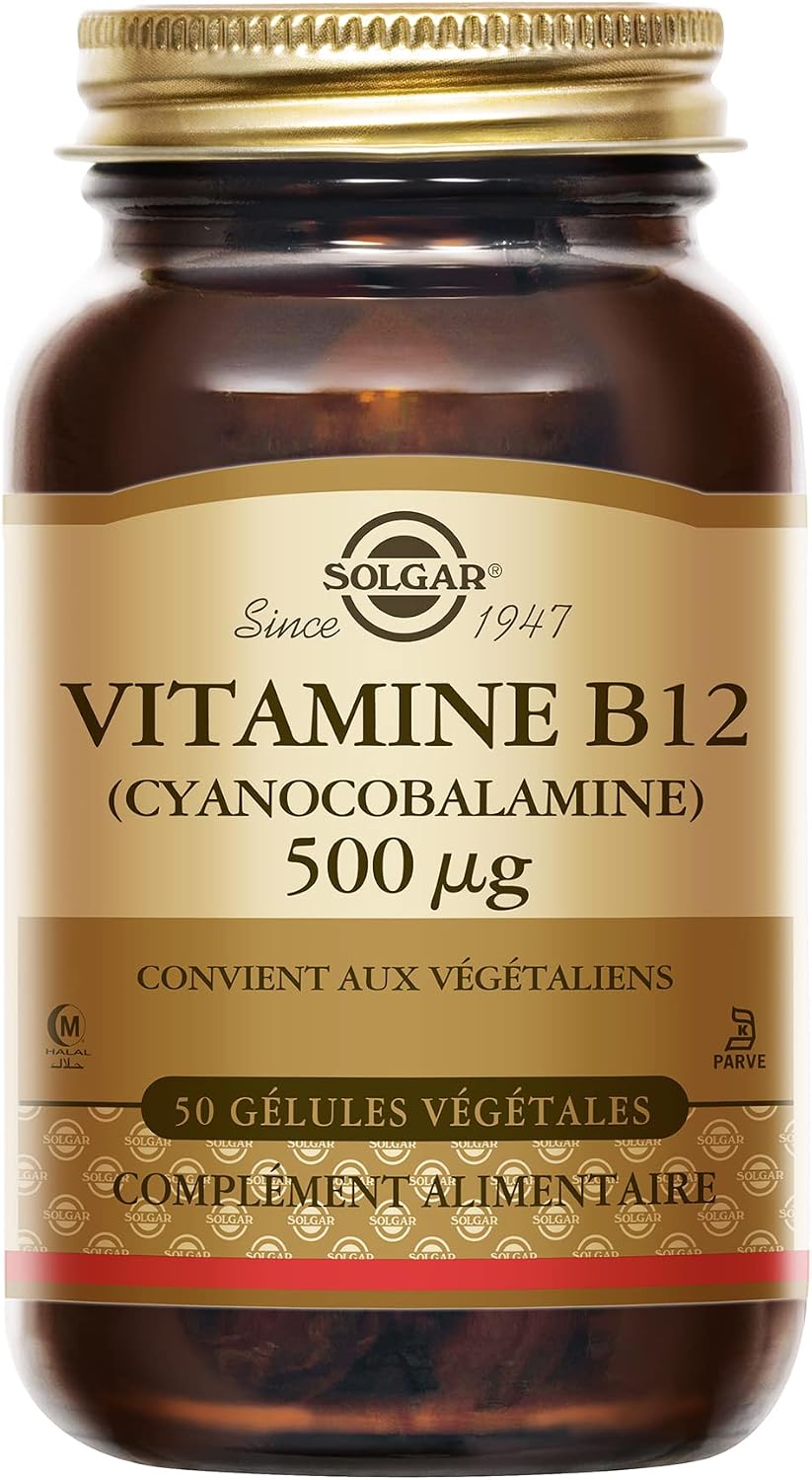 Solgar Vitamine B12 (Cyanocobalamine) 500 µg - Vitalité et énergie - Contribue à réduire la fatigue - Vegan - Vitamines - Complément Alimentaire - Flacon de 50 gélules végétales