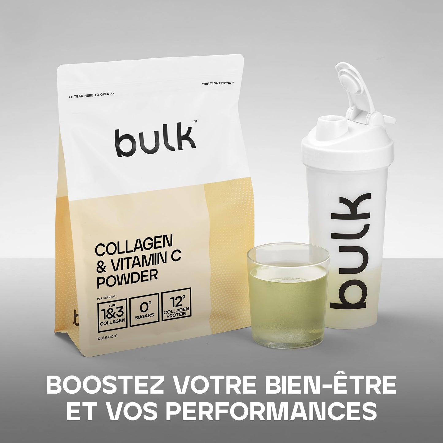 Bulk Collagène et Vitamine C en Poudre, Orange, 500 g