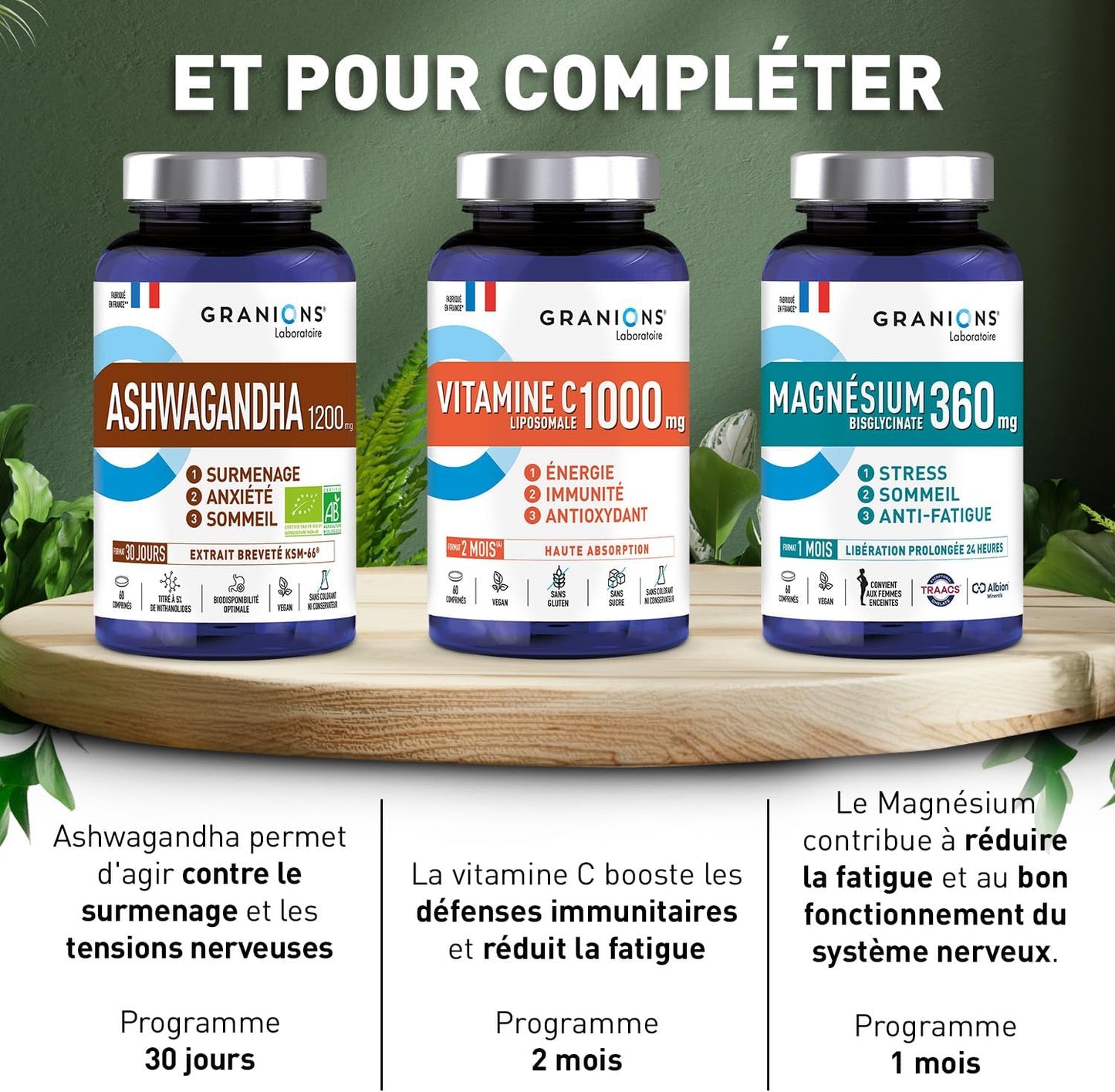 Cortisol - Ashwagandha Bio Granions - Anti Stress - KSM-66-60 Comprimes