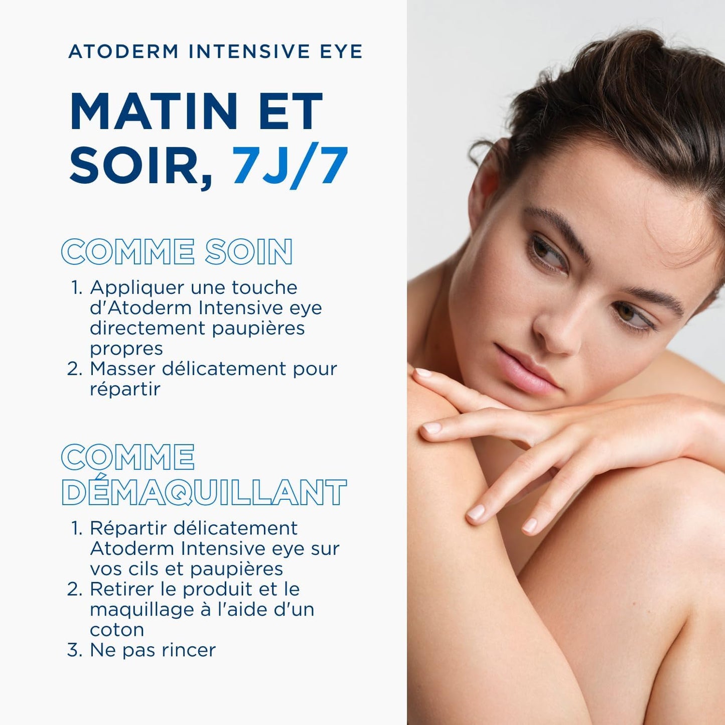 BIODERMA Atoderm Intensive Eye - Soin 3-en-1 démaquillant, apaisant et réparateur des paupières - Bonne base de maquillage - Peaux très sèches, irritées à tendance atopique - Tube 100 ml