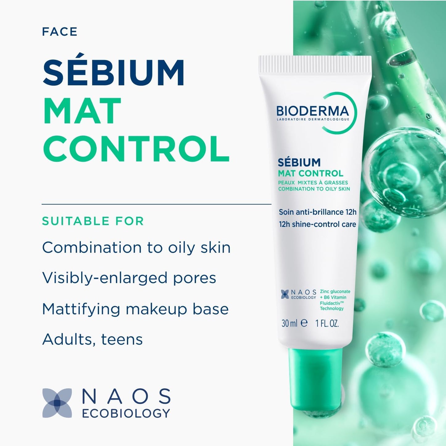 BIODERMA Sébium Mat Control Matifie/Lisse Transformation Durable 30 ml