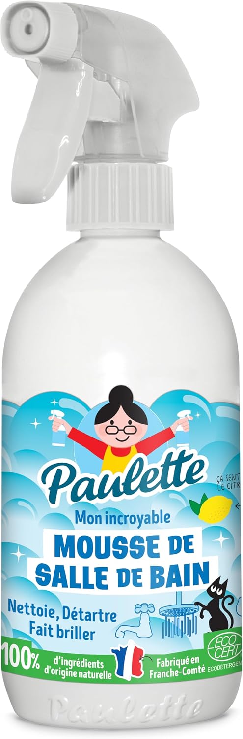 Paulette - Mousse de Salle de Bain - Spray Détartrant Parfum Citron - 500mL