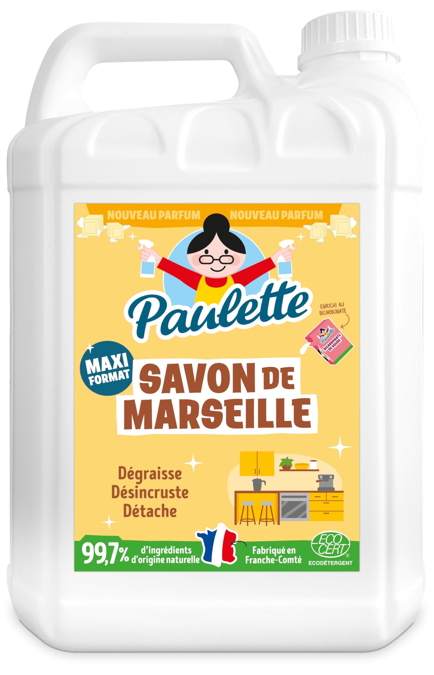 Paulette - Savon de Marseille au Bicarbonate de Soude - Authentique - 500mL