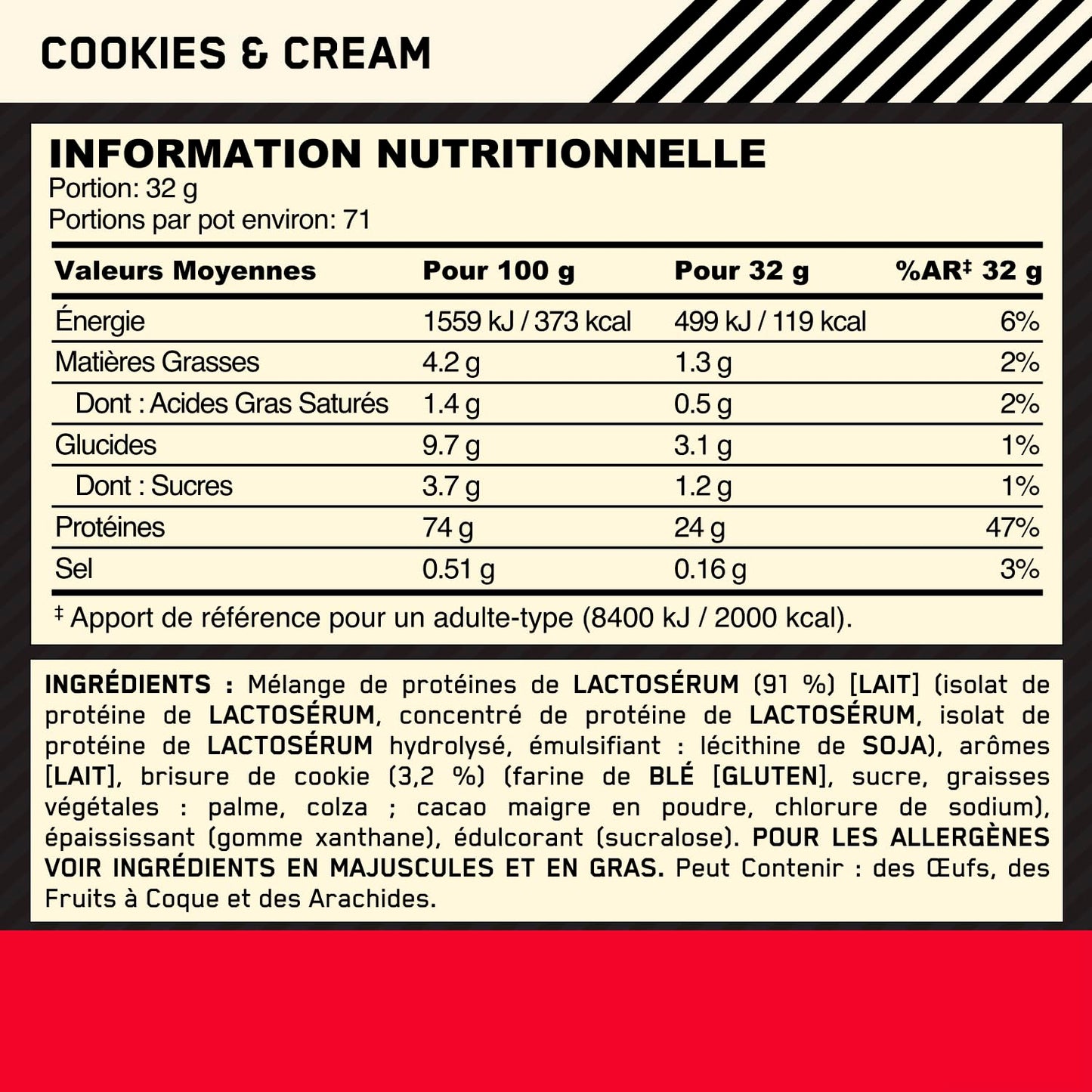 Optimum Nutrition Gold Standard 100% Whey Protéine en Poudre, 2,26 kg