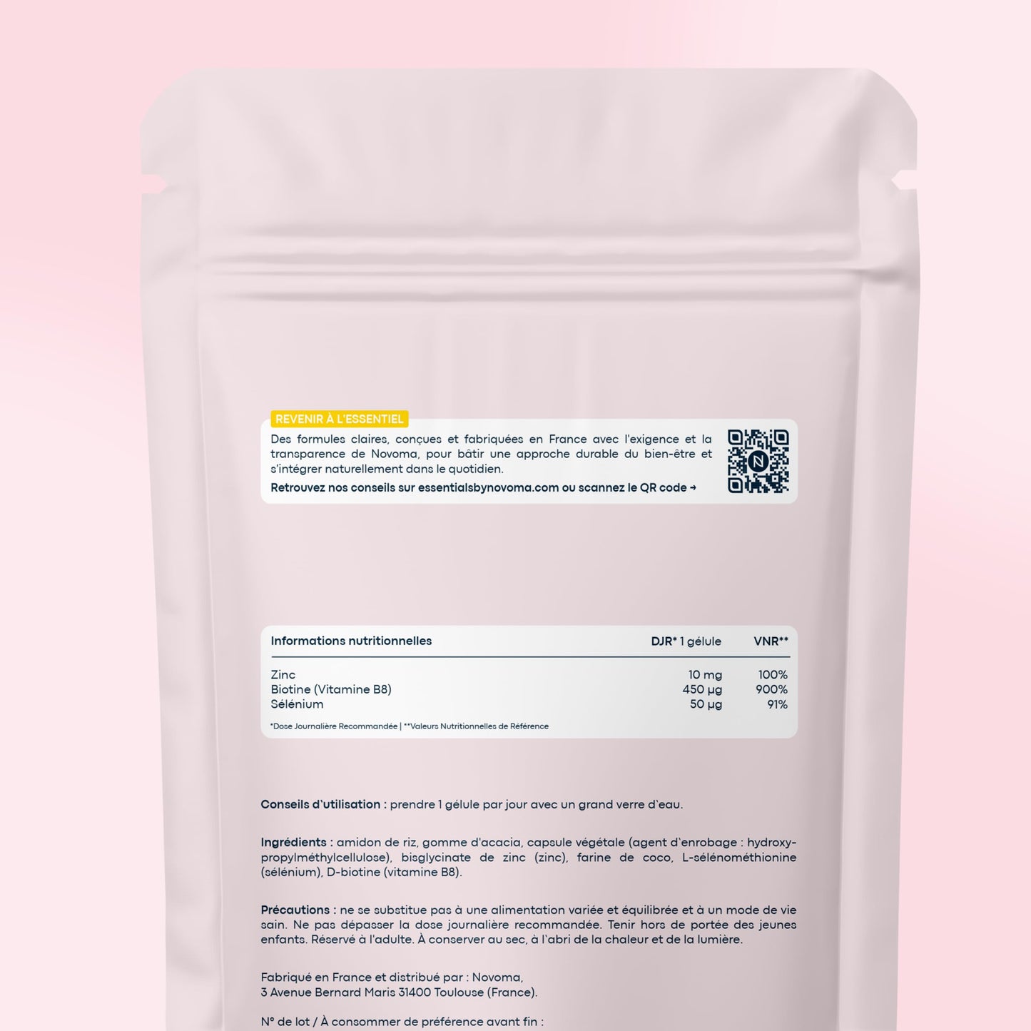 Biotine 450 µg + Sélénium et Zinc, 60 Gélules Végétales - 2 Mois