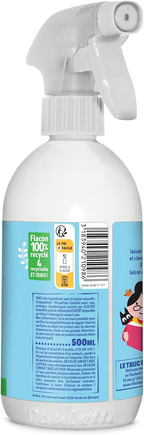 Paulette - Vinaigre Framboise 8° - Détartrant Multi-Surface - 500mL