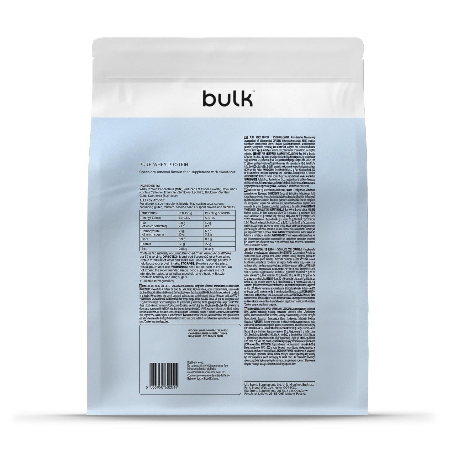 Bulk Pure Whey Protéine en Poudre, Nature, 1kg