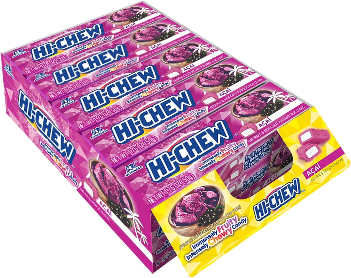 HI-CHEW Bonbons à Mâcher Saveur Açaï 15 Étuis X 50 g