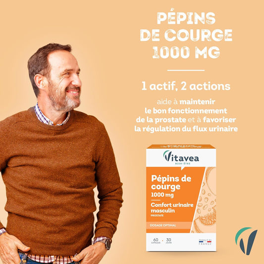 Vitavea Bien-être - Pépin de courge 1000mg - Prostate Confort - 30 jours