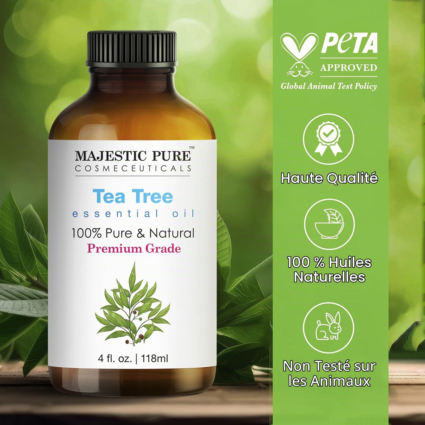 Majestic Pure Huile Essentielle Tea Tree (Arbre à Thé), 118ml