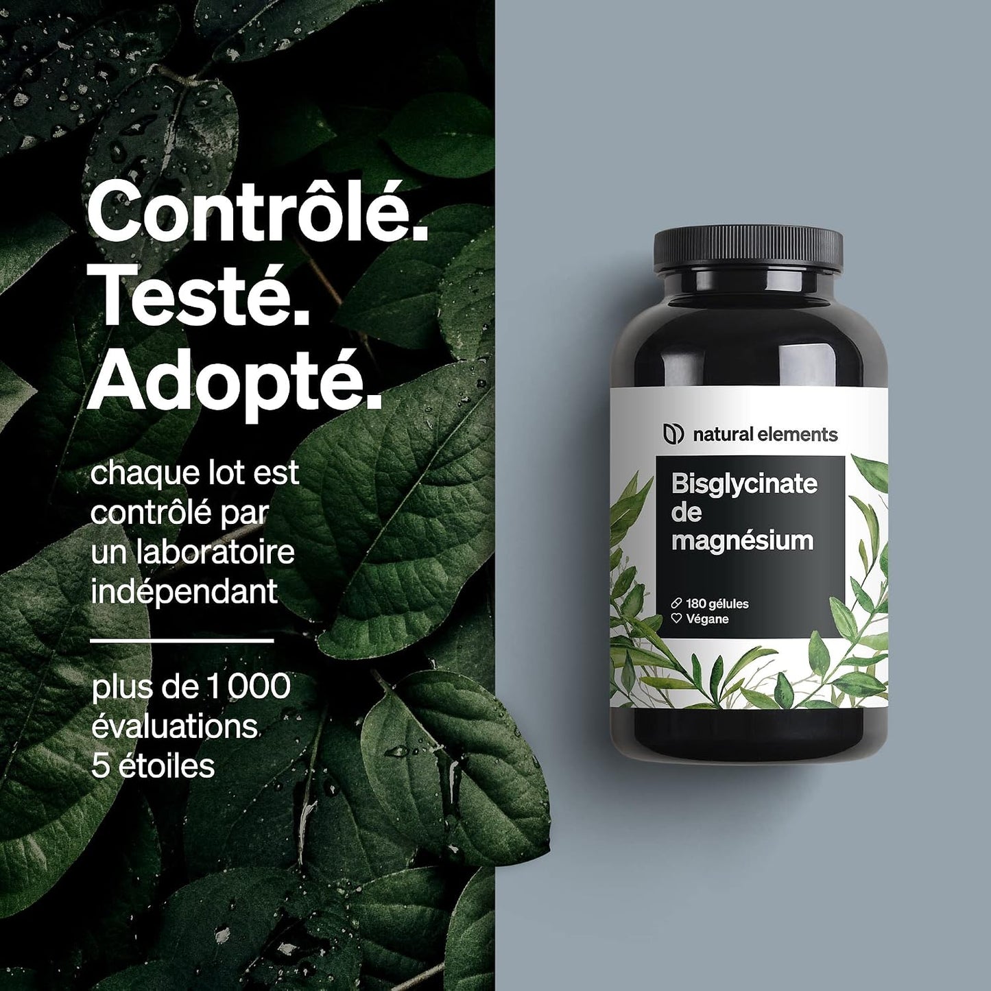 Magnésium Bisglycinate – 300 mg de magnésium élémentaire/dose journalière – 180 gélules, 2 mois d'approvisionnement – doux sur l’estomac, vegan, hautement dosé