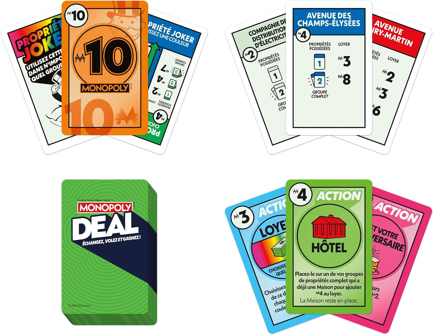 Monopoly Deal, Jeu de Cartes Rapide Inspiré du Jeu de Société Classique, Idée Cadeau d'anniversaire pour Garçons et Filles, Enfants et Familles, Dès 8 Ans
