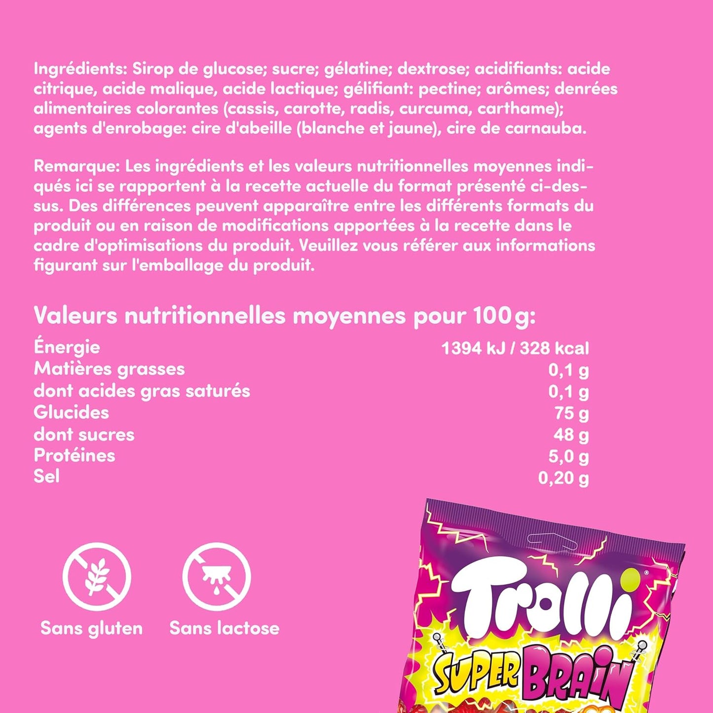 Trolli Lot de 3 bonbons – 1 Tarantula, Dracula et Super Brain de 150 g – Sans lactose et gluten, saveurs délicieuses, avec autocollants fantômes – Pour décoration d'Halloween, gâteaux et muffins