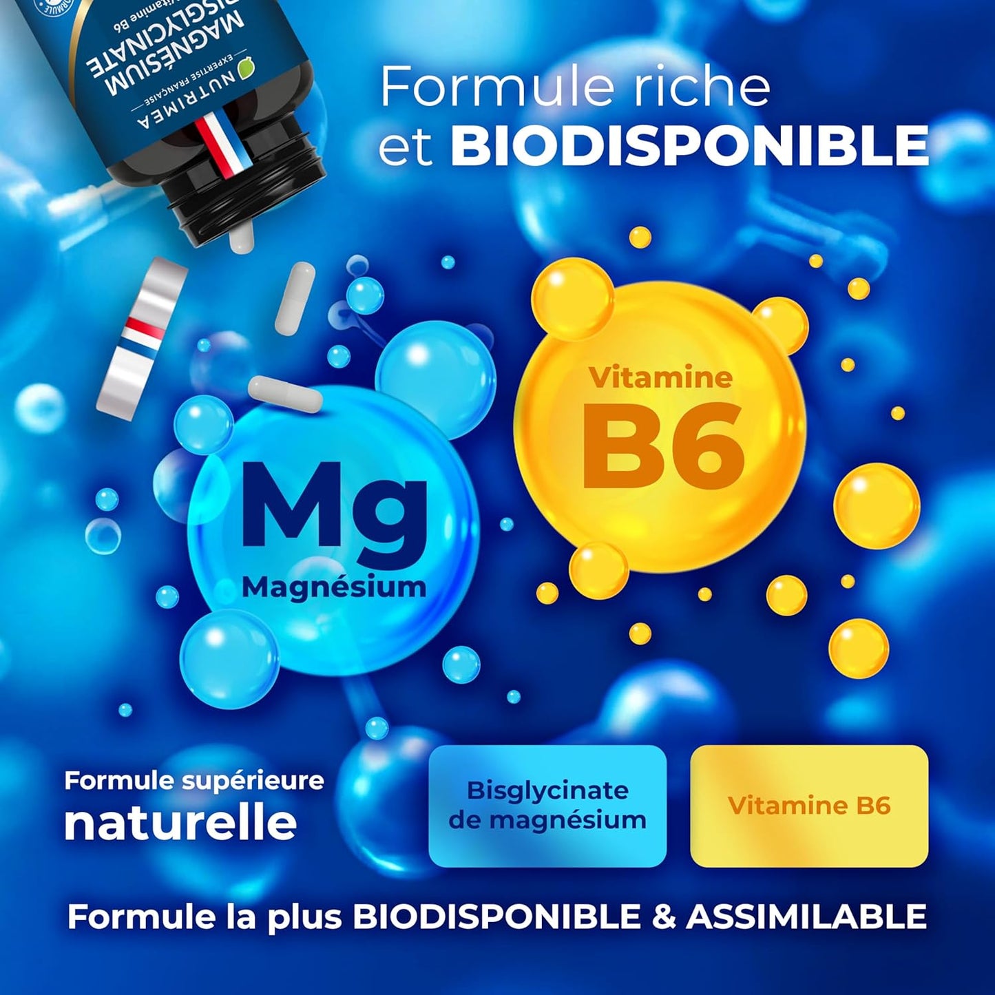 Magnésium Bisglycinate + Vitamine B6 | Sommeil, Stress, Fatigue