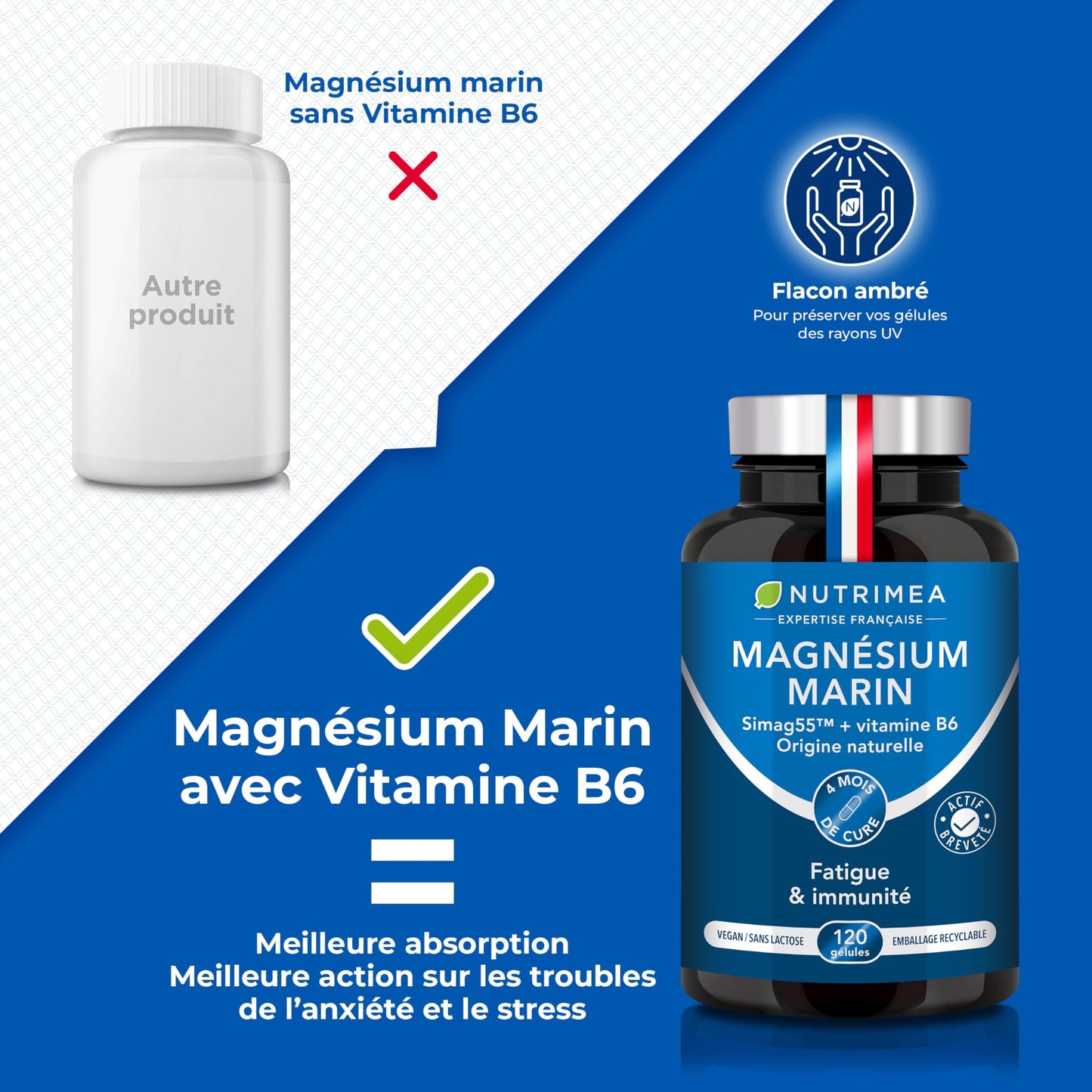 Magnésium Bisglycinate + Vitamine B6 | Sommeil, Stress, Fatigue