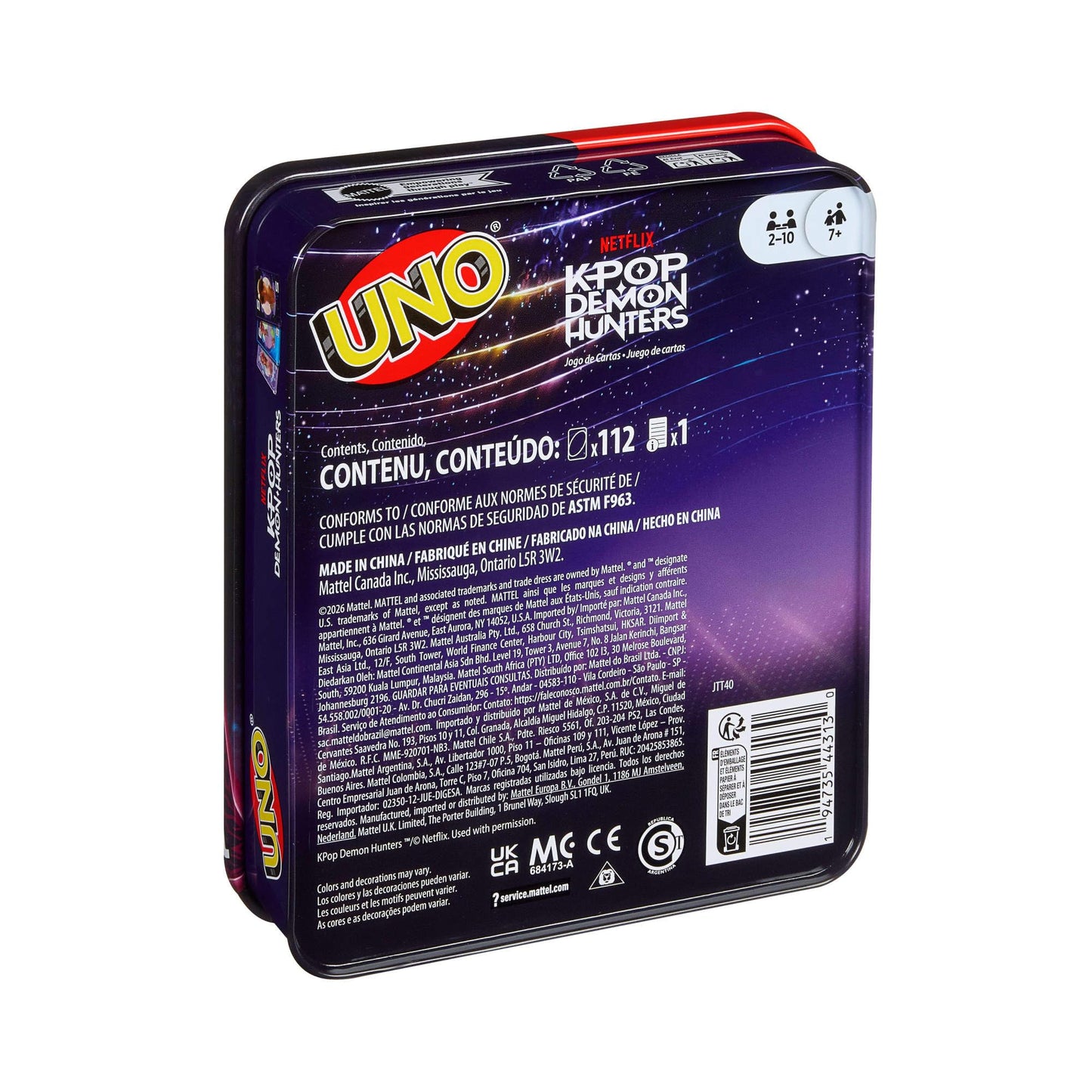 Mattel Games UNO Minecraft Jeu de Cartes, Cadeaux pour Enfants et soirée en Famille, sur Le thème du Jeu vidéo Minecraft, Jeux de Voyage, boîte de Rangement, HJC88