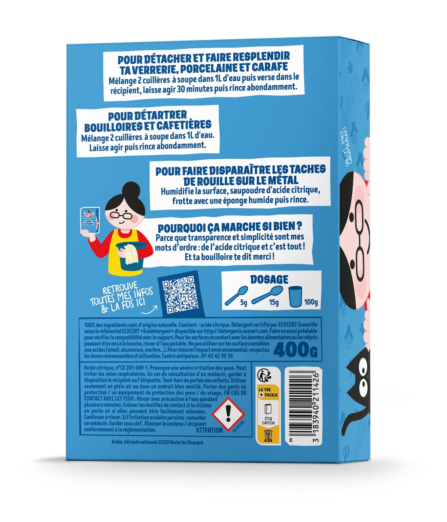 Paulette - Acide Citrique en Poudre - Détartrant Multi-Usage - 800g